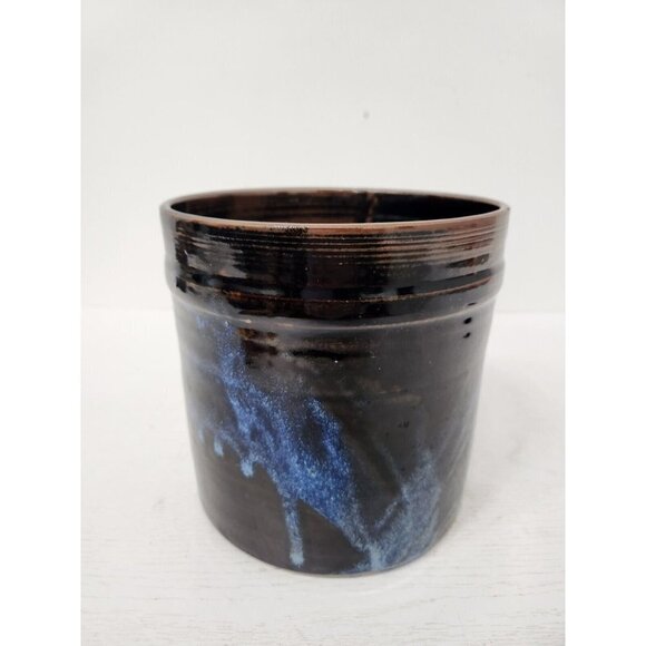 VTG 1985 Studio Pottery Stoneware Kitchen Utensil Crock Holder Glazed Signed - Picture 4 of 9